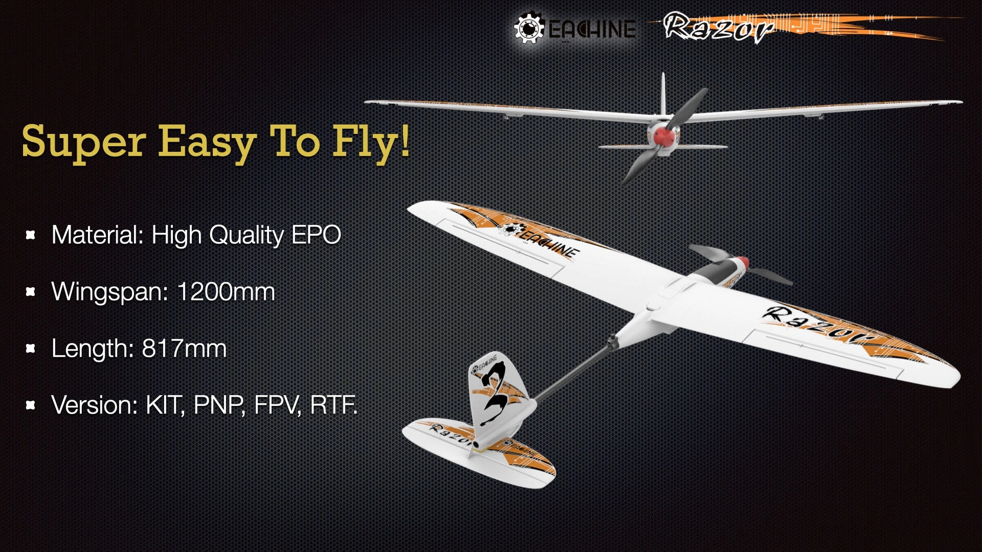 Eachine Razor 1200mm Wingspan 6Axis Gyro EPO FPV Glider RC Airplane